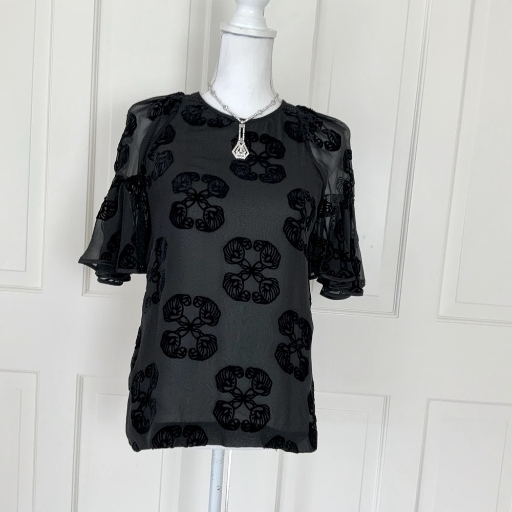 Thomas Wylde black silk semi-sheer top